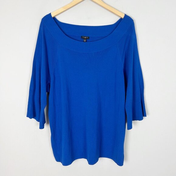 NEW Talbots Blue Boat Neck Sweater Ruffle Sleeve Size 3X Women's - Picture 1 of 4